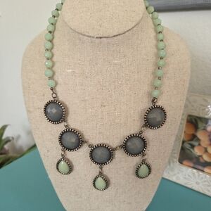 Green and Gray Blue Beaded Necklace